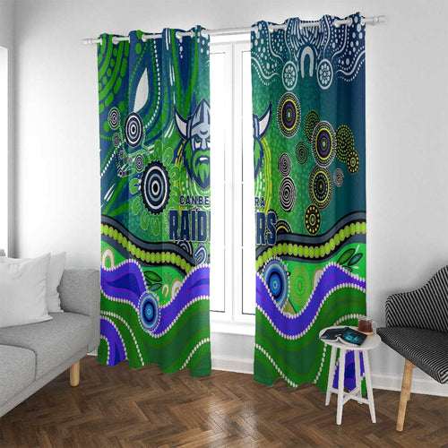 Canberra Raiders Rugby Window Curtain Australian Aboriginal Dot Painting Style