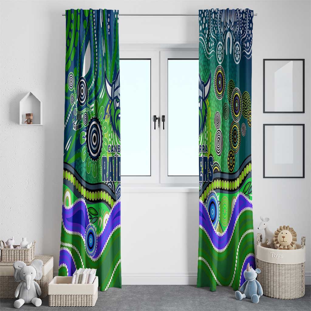 Canberra Raiders Rugby Window Curtain Australian Aboriginal Dot Painting Style