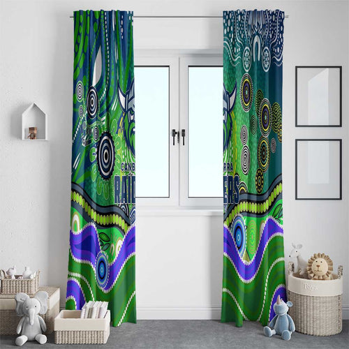 Canberra Raiders Rugby Window Curtain Australian Aboriginal Dot Painting Style