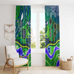 Canberra Raiders Rugby Window Curtain Australian Aboriginal Dot Painting Style