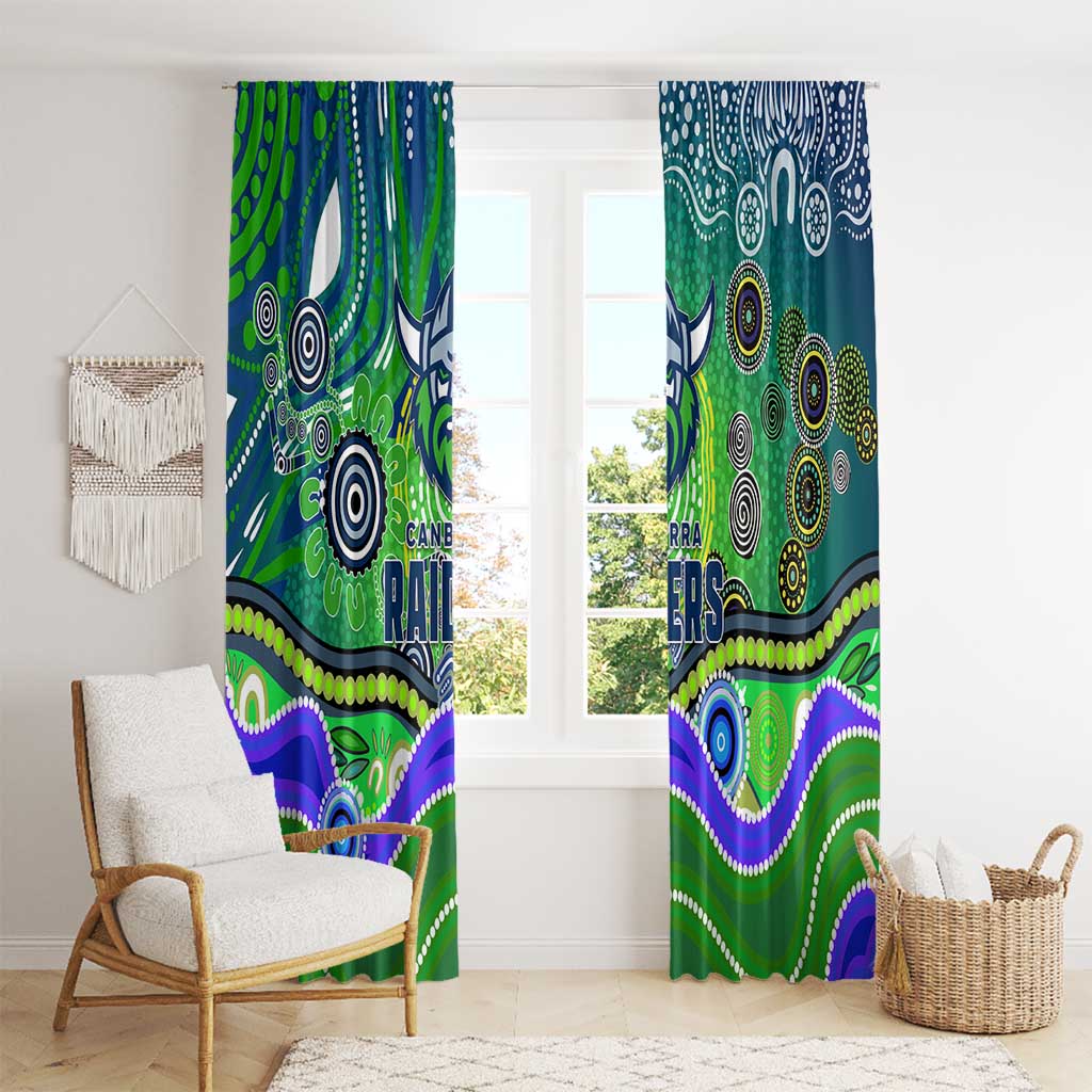 Canberra Raiders Rugby Window Curtain Australian Aboriginal Dot Painting Style