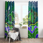 Canberra Raiders Rugby Window Curtain Australian Aboriginal Dot Painting Style