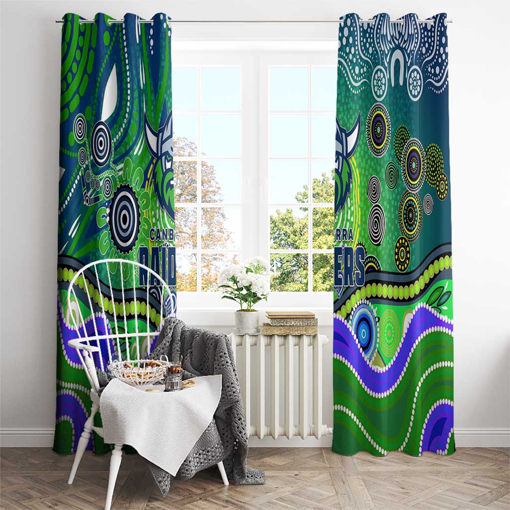 Canberra Raiders Rugby Window Curtain Australian Aboriginal Dot Painting Style