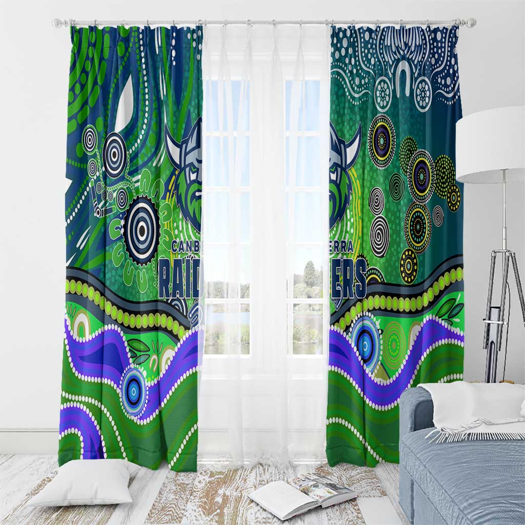 Canberra Raiders Rugby Window Curtain Australian Aboriginal Dot Painting Style