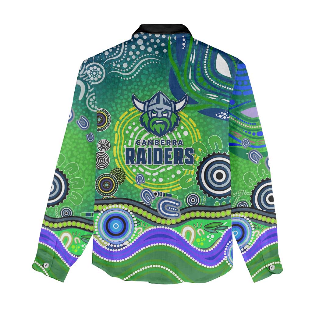 Canberra Raiders Rugby Women Casual Shirt Australian Aboriginal Dot Painting Style