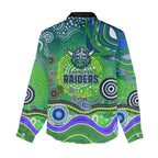 Canberra Raiders Rugby Women Casual Shirt Australian Aboriginal Dot Painting Style