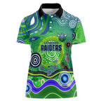 Canberra Raiders Rugby Women Polo Shirt Australian Aboriginal Dot Painting Style