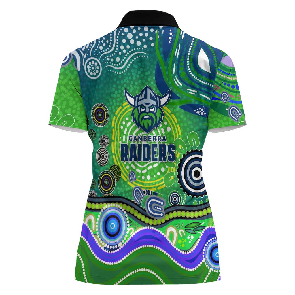 Canberra Raiders Rugby Women Polo Shirt Australian Aboriginal Dot Painting Style