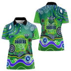 Canberra Raiders Rugby Women Polo Shirt Australian Aboriginal Dot Painting Style