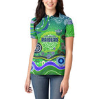 Canberra Raiders Rugby Women Polo Shirt Australian Aboriginal Dot Painting Style