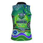 Canberra Raiders Rugby Women Sleeveless Polo Shirt Australian Aboriginal Dot Painting Style