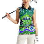 Canberra Raiders Rugby Women Sleeveless Polo Shirt Australian Aboriginal Dot Painting Style