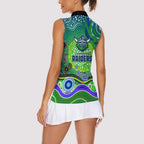 Canberra Raiders Rugby Women Sleeveless Polo Shirt Australian Aboriginal Dot Painting Style