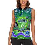 Canberra Raiders Rugby Women Sleeveless Polo Shirt Australian Aboriginal Dot Painting Style
