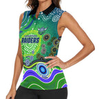 Canberra Raiders Rugby Women Sleeveless Polo Shirt Australian Aboriginal Dot Painting Style