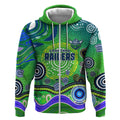 Canberra Raiders Rugby Zip Hoodie Australian Aboriginal Dot Painting Style