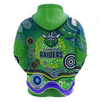Canberra Raiders Rugby Zip Hoodie Australian Aboriginal Dot Painting Style