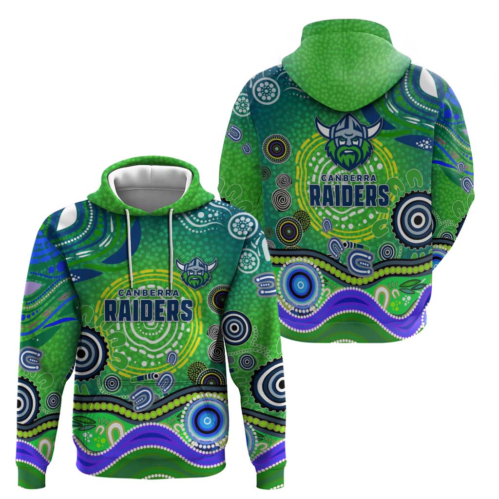 Canberra Raiders Rugby Zip Hoodie Australian Aboriginal Dot Painting Style
