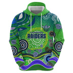 Canberra Raiders Rugby Zip Hoodie Australian Aboriginal Dot Painting Style