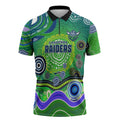 Canberra Raiders Rugby Zipper Polo Shirt Australian Aboriginal Dot Painting Style