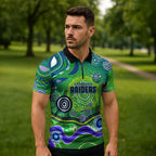 Canberra Raiders Rugby Zipper Polo Shirt Australian Aboriginal Dot Painting Style