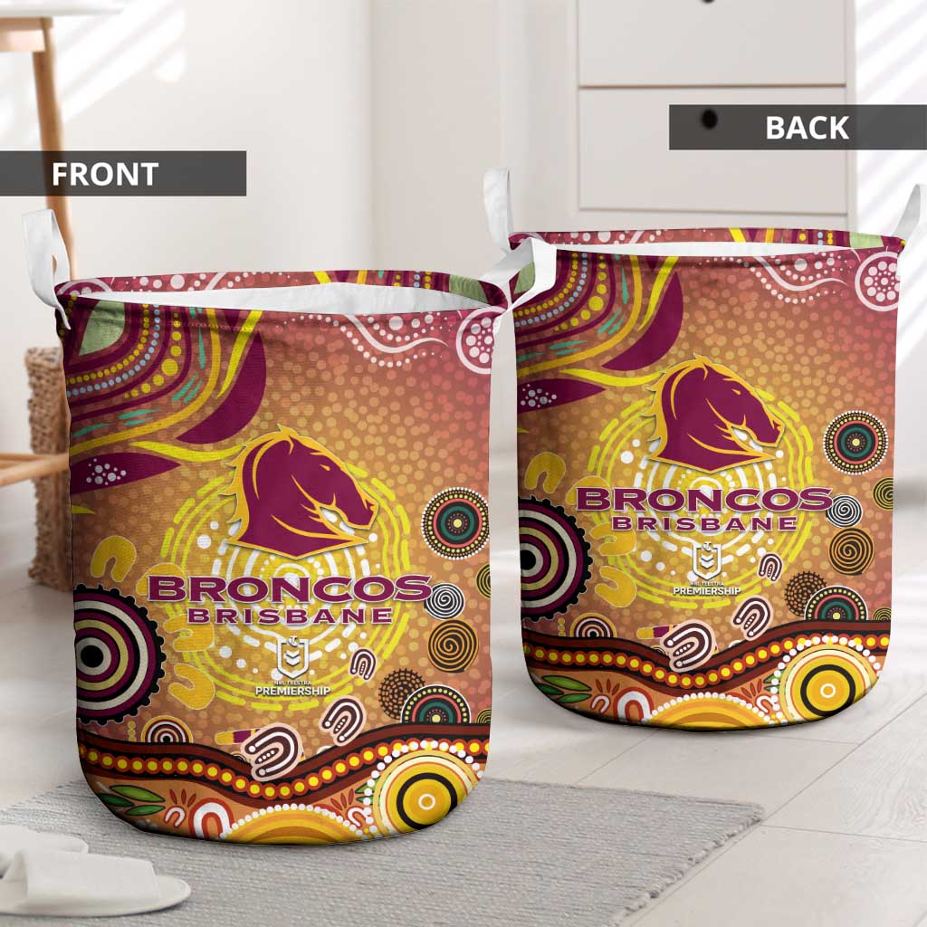 Brisbane Broncos Rugby Laundry Basket Australian Aboriginal Dot Painting Style