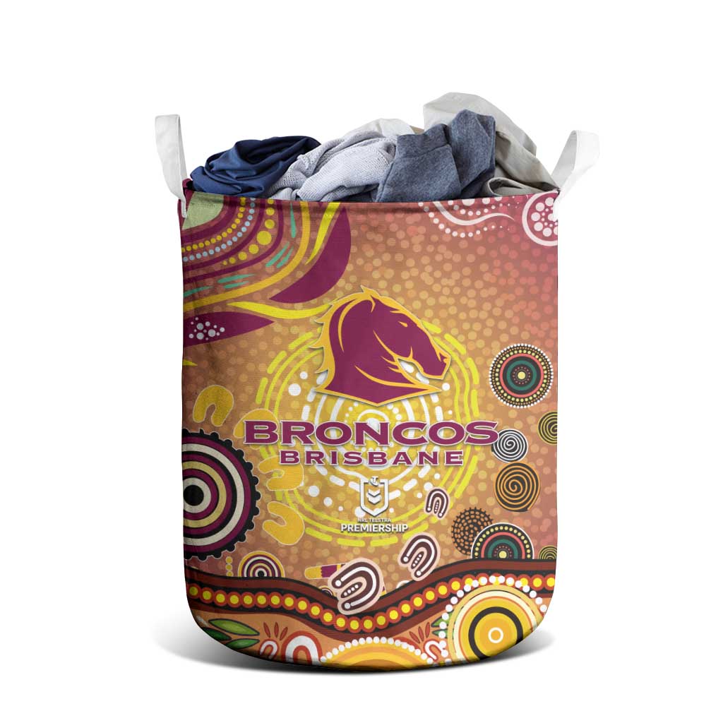 Brisbane Broncos Rugby Laundry Basket Australian Aboriginal Dot Painting Style