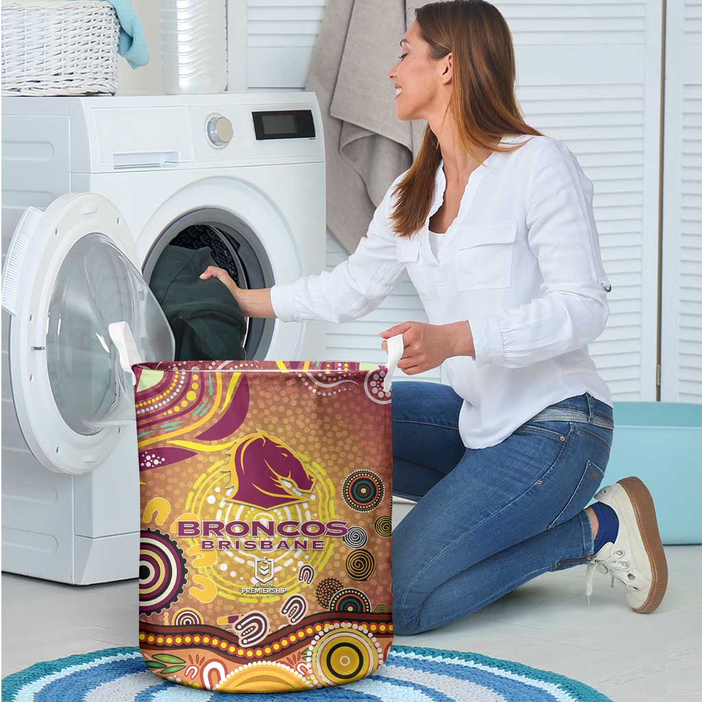 Brisbane Broncos Rugby Laundry Basket Australian Aboriginal Dot Painting Style