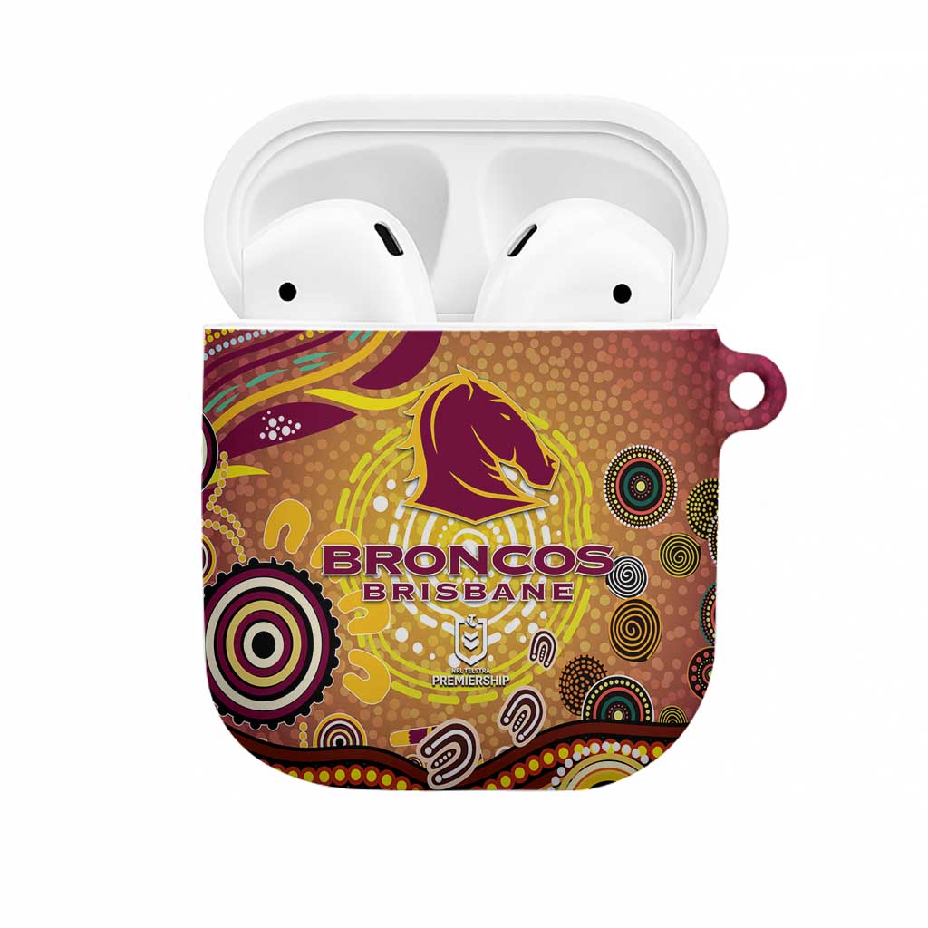 Brisbane Broncos Rugby AirPods Case Australian Aboriginal Dot Painting Style