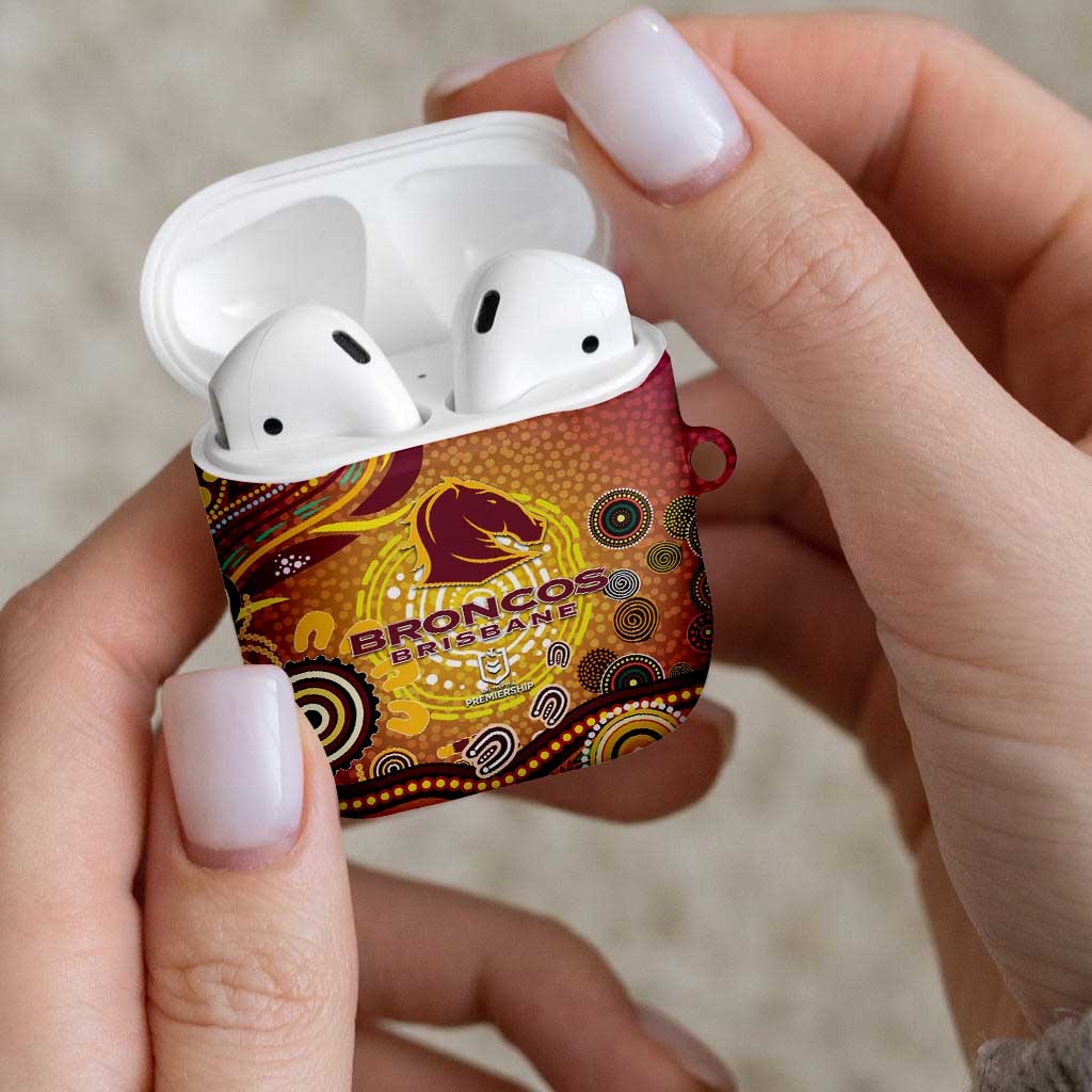 Brisbane Broncos Rugby AirPods Case Australian Aboriginal Dot Painting Style