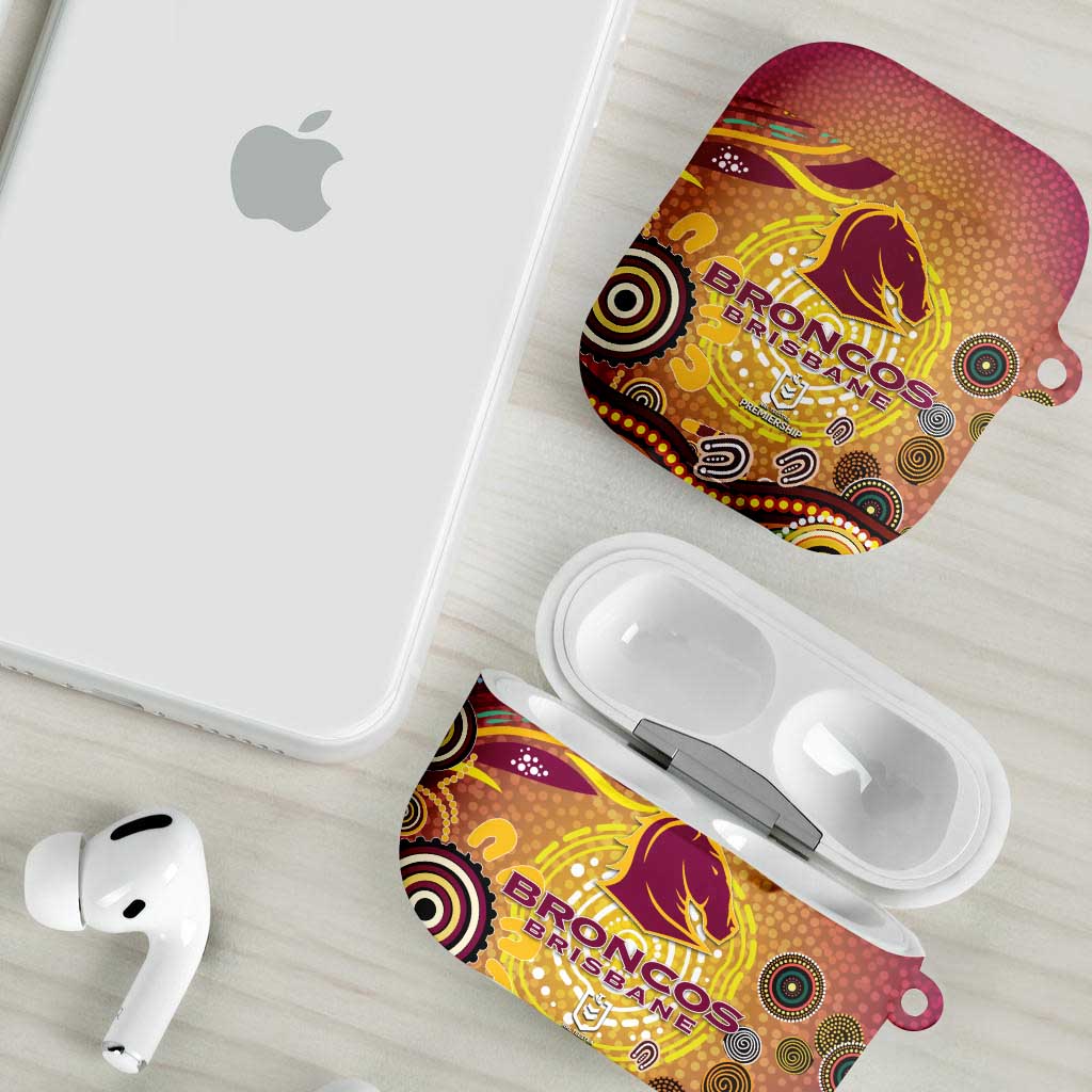 Brisbane Broncos Rugby AirPods Case Australian Aboriginal Dot Painting Style