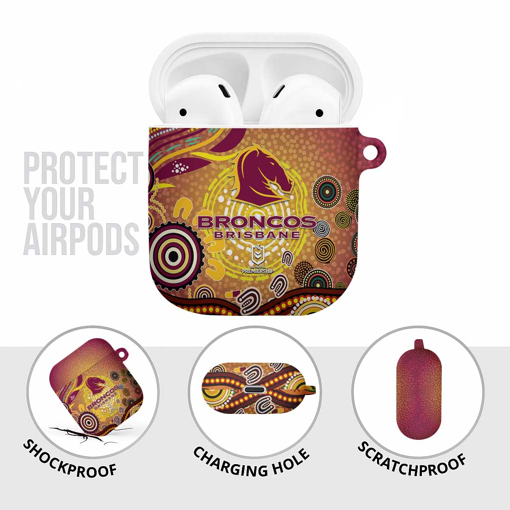Brisbane Broncos Rugby AirPods Case Australian Aboriginal Dot Painting Style