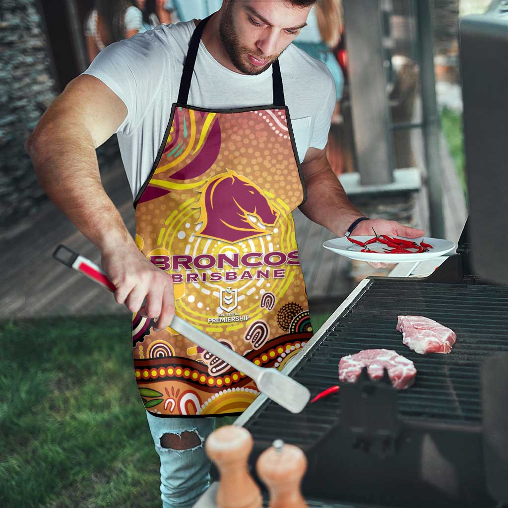 Brisbane Broncos Rugby Apron Australian Aboriginal Dot Painting Style