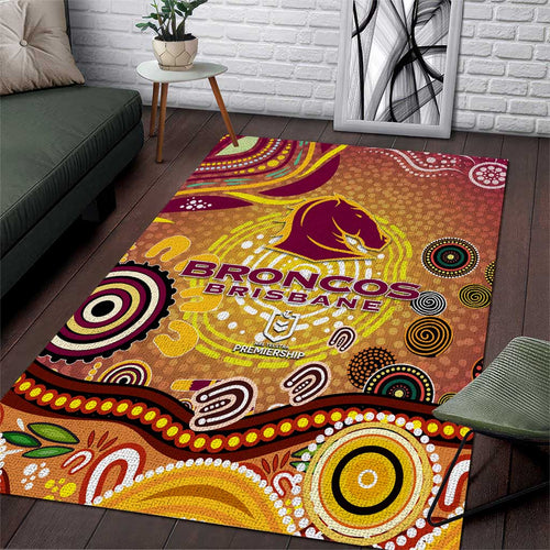 Brisbane Broncos Rugby Area Rug Australian Aboriginal Dot Painting Style