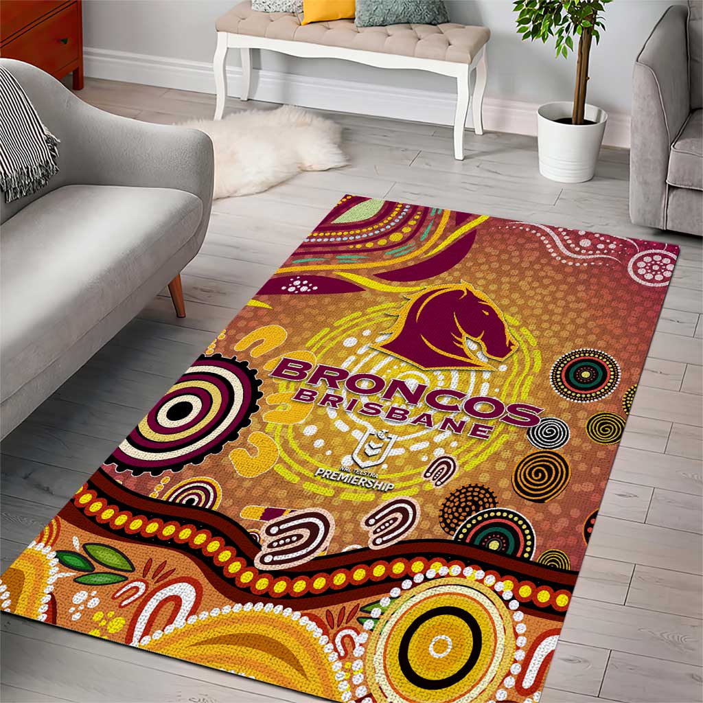Brisbane Broncos Rugby Area Rug Australian Aboriginal Dot Painting Style