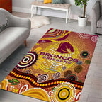 Brisbane Broncos Rugby Area Rug Australian Aboriginal Dot Painting Style