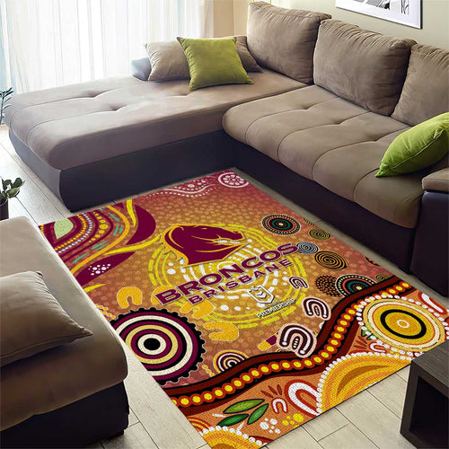 Brisbane Broncos Rugby Area Rug Australian Aboriginal Dot Painting Style