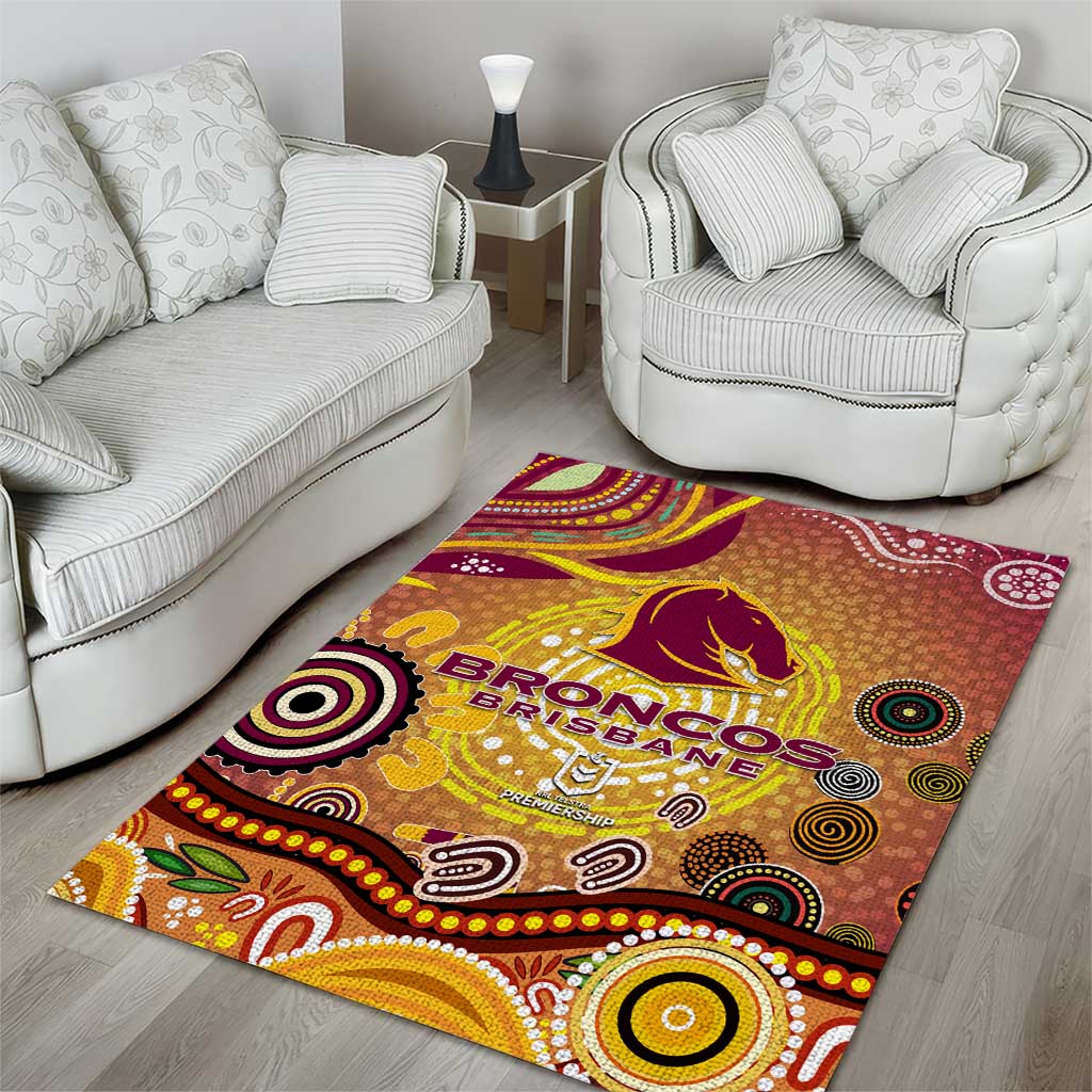 Brisbane Broncos Rugby Area Rug Australian Aboriginal Dot Painting Style
