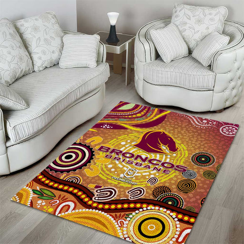 Brisbane Broncos Rugby Area Rug Australian Aboriginal Dot Painting Style