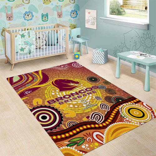 Brisbane Broncos Rugby Area Rug Australian Aboriginal Dot Painting Style