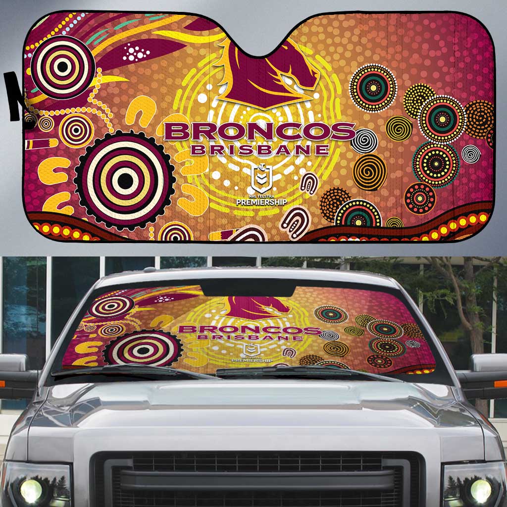Brisbane Broncos Rugby Auto Sun Shade Australian Aboriginal Dot Painting Style