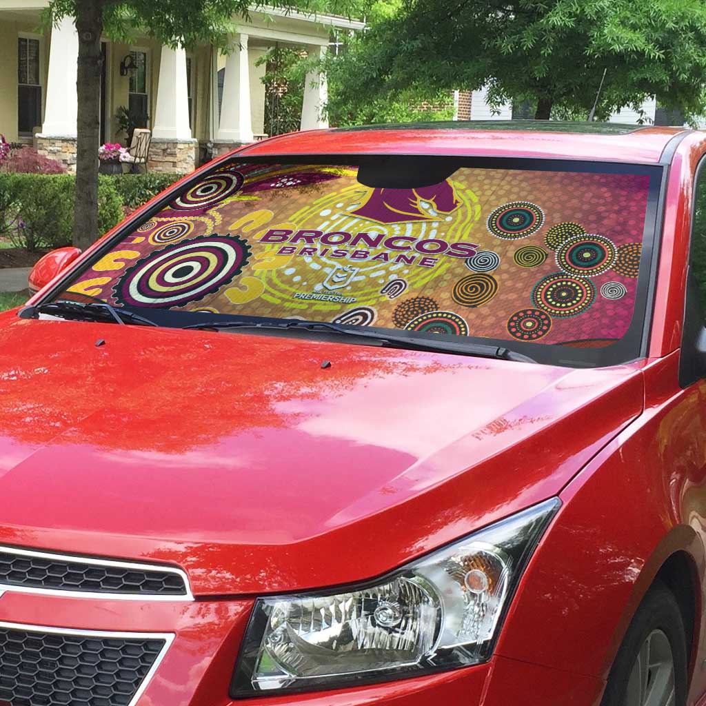 Brisbane Broncos Rugby Auto Sun Shade Australian Aboriginal Dot Painting Style