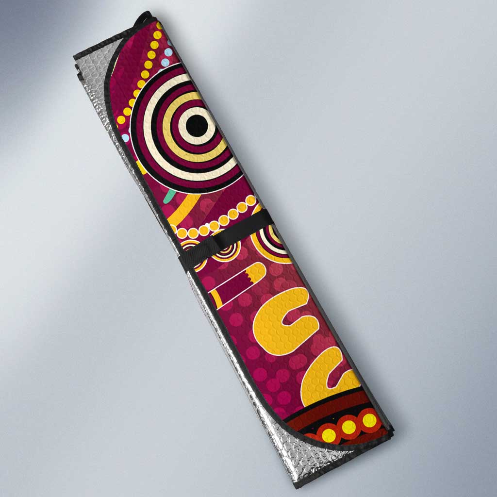 Brisbane Broncos Rugby Auto Sun Shade Australian Aboriginal Dot Painting Style