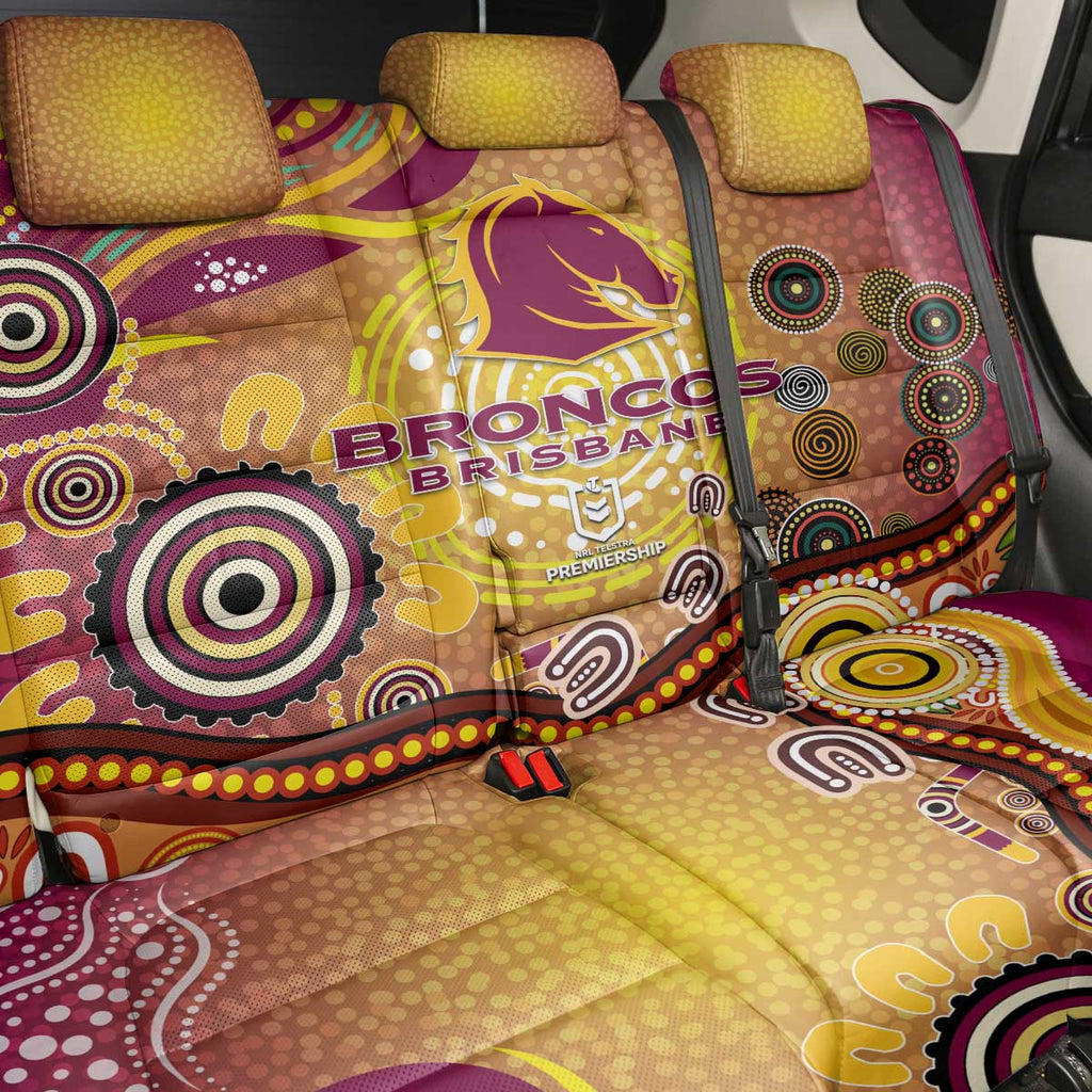 Brisbane Broncos Rugby Back Car Seat Cover Australian Aboriginal Dot Painting Style