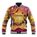 Brisbane Broncos Rugby Baseball Jacket Australian Aboriginal Dot Painting Style