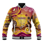 Brisbane Broncos Rugby Baseball Jacket Australian Aboriginal Dot Painting Style