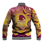 Brisbane Broncos Rugby Baseball Jacket Australian Aboriginal Dot Painting Style