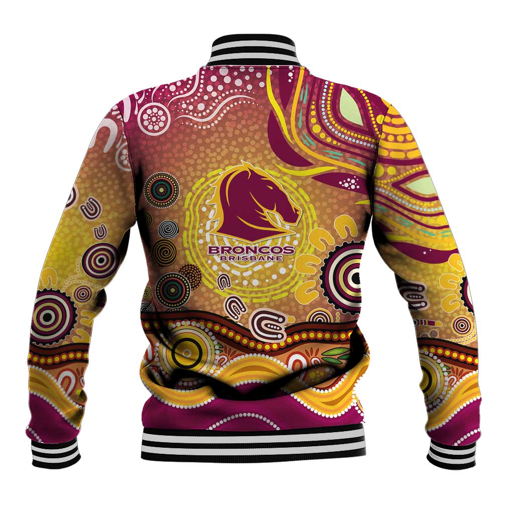 Brisbane Broncos Rugby Baseball Jacket Australian Aboriginal Dot Painting Style