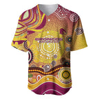 Brisbane Broncos Rugby Baseball Jersey Australian Aboriginal Dot Painting Style