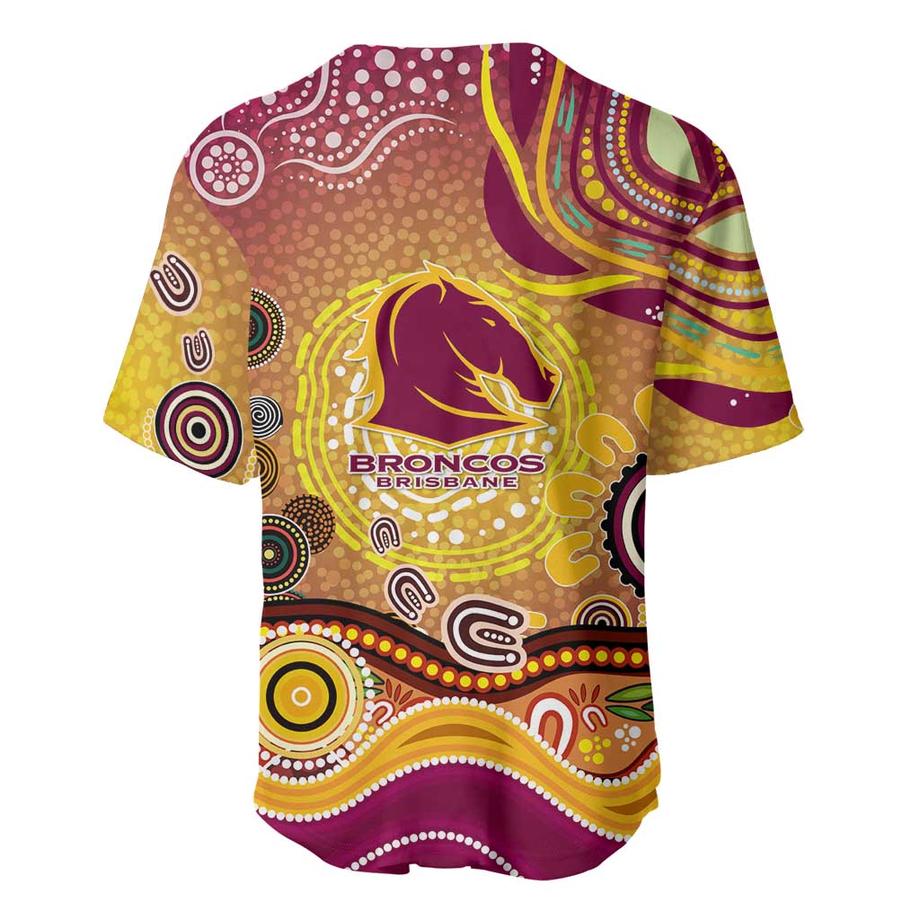 Brisbane Broncos Rugby Baseball Jersey Australian Aboriginal Dot Painting Style